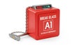 Bright Red Emergency Box with Hammer Ready for Immediate Use Royalty Free Stock Photo