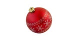 Bright red festive new year ball for decoration on an isolated white background. Royalty Free Stock Photo