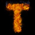 Letter T flame explosion shape font