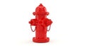 Bright red fire hydrant on a plain white background. The hydrant features a round Royalty Free Stock Photo