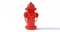 Bright red fire hydrant standing on a white background. It features a cylindrical b Royalty Free Stock Photo