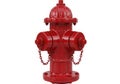 Classic red fire hydrant front view with chains on for public safety Royalty Free Stock Photo