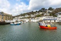 Bright Red Fishing Boat, Polperro Harbour, Cornwall, UK Royalty Free Stock Photo