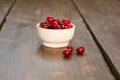 Bright red freshly picked early sweet cherries