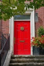 Bright red front door Royalty Free Stock Photo