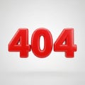 Red 3D Rendered Number 404 Error Message on White Background page not found internet Royalty Free Stock Photo
