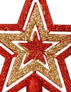 Bright red and golden star for the top of the Christmas tree Royalty Free Stock Photo