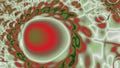 A bright red grenadine and green orb circle fractal