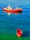 Bright Red Wooden Fishing Boats, Naxos, Greece