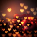 Bright red hearts abstract background. Background with hearts . Blurry yellow, orange, red hearts, and a pair of Royalty Free Stock Photo