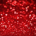 Bright red hearts abstract background