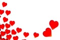 Bright red hearts in two large hearts in the right corner. In order to use Valentine`s Day, weddings, International Women`s Day