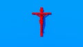 Bright Red Jesus Christ Crucifix Cross Vivid Blue Background Easter Religion Symbol