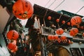 Bright red lanterns along the old street of jiufen Culture Village in Taipei, Taiwan Royalty Free Stock Photo