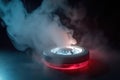 A bright red light emerging from a smoke container Royalty Free Stock Photo