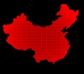 Bright red map of China