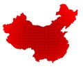 Bright red map of China