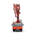 A bright red mobile crane viewed Royalty Free Stock Photo
