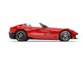 Bright red modern convertible super sports car - side view Royalty Free Stock Photo