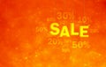 Bright red-orange background with the inscription SALE and percentages