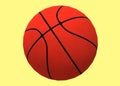 A bright red orange basketball against a light yellow backdrop Royalty Free Stock Photo