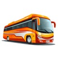 Bright red-orange modern tourist bus on a white background. Royalty Free Stock Photo