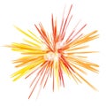 Bright red and orange shining . Abstract sun explosion at white background. Cosmic illustration for posters, flyers, covers,