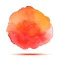 Bright red - orange transparent watercolor vector stain isolated on white background.