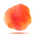 Bright red - orange watercolor vector circle stain on white background with realistic paper watercolor texture. Royalty Free Stock Photo