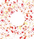 Bright red orange yellow spray watercolor blobs