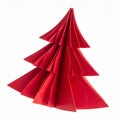 Bright Red Origami Christmas Tree on a Clean White Background Decoration Royalty Free Stock Photo