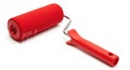 Bright red paint roller tool for home improvement and diy projects Royalty Free Stock Photo