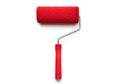 Bright red paint roller tool for home improvement painting projects clean surface Royalty Free Stock Photo