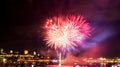 Bright red and pink fireworks | Quebec City Royalty Free Stock Photo