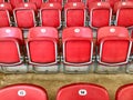Bright red plastic seats in a stadium Royalty Free Stock Photo