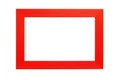 Bright red rectangular picture frame with a textured surface on a white background border Royalty Free Stock Photo