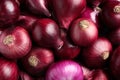 Bright red ripe onions as background