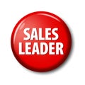 Bright red round button with word `Sales leader`