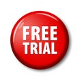 Bright red round button with words `Free Trial`