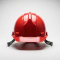 Bright red safety hard hat for construction and industrial work isolated on white background Royalty Free Stock Photo