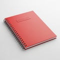 Bright Red Spiral Bound Notebook with Blank Label on White Background notepad journal Royalty Free Stock Photo