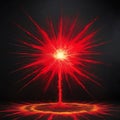 Bright Red Starburst Explosion with Glowing Ring on Dark Surface light Royalty Free Stock Photo