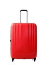 Bright red suitcase on white background Royalty Free Stock Photo