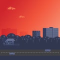 Bright red sunset over City Royalty Free Stock Photo