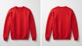 Bright red sweatshirt front and back view Royalty Free Stock Photo