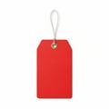 Bright red tag attached with a silver metal ring for labeling or decoration purposes Royalty Free Stock Photo