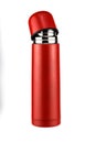 Bright red thermos parted Royalty Free Stock Photo