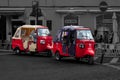 Bright Red Tic Toc Buggies in Sintra, Portugal