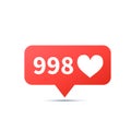 Bright red trendy icon for social network.A lot of heart likes, piktogram on white Royalty Free Stock Photo