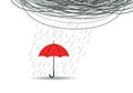 Bright Red Umbrella Overcoming Storms Concept for Leadership Royalty Free Stock Photo